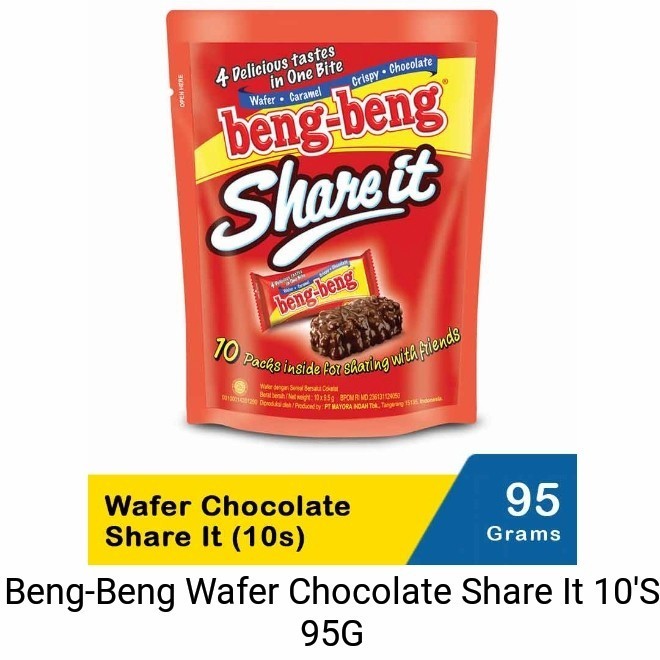 

*#*#*#*#] [Pouch 95 Gram = 10 PCS] Beng Beng Share It Wafer Chocolate Coklat