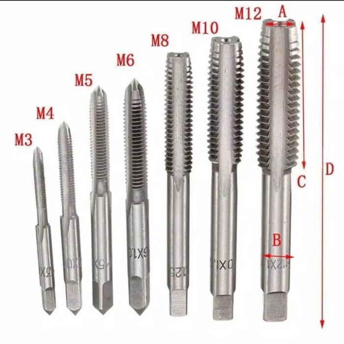 MATA TAP SET 8 PCS, HAND DRILL TAP, MATA BOR PEMBUAT ULIR DRAT BAUT