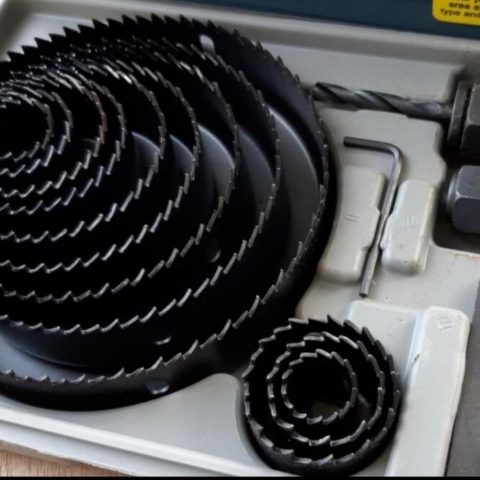 MATA BOR HOLE SAW SET 16 PCS MATA BOR PELUBANG KAYU PVC HOLE SAW KIT.