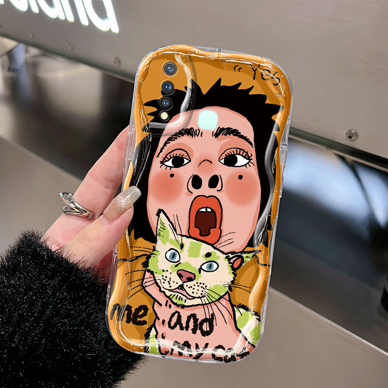 Casing Hp VIVO Y19 VIVO Y5s Case  Me and Kitty kepala besar pola Foto casing ponsel baru Softcase le