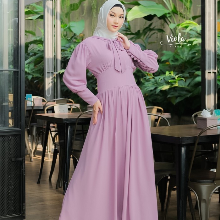 Gamis Hitam Gamis Wanita Dewasa Ceruty Baby Doll Pemela Series Warna Olive - mauve