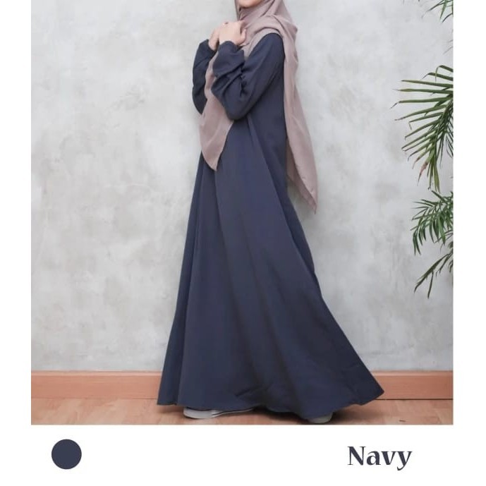 Gamis Hitam Baju Gamis Remaja Polos Kekinian Jumbo Hitam Putih Wanita Dewasa - Navy, XXL