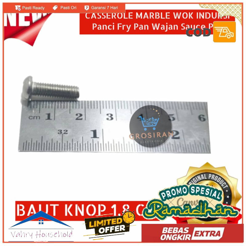 CYPRUZ BAUT KNOP 18CM TUTUP KACA PANCI KUALI WAJAN FRY PAN WOK SAUCE