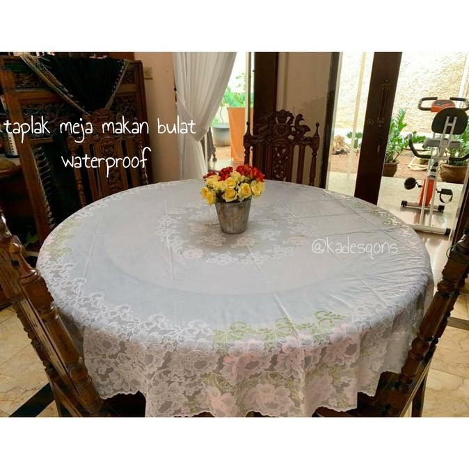 Taplak Meja Bulat Putih Waterproof