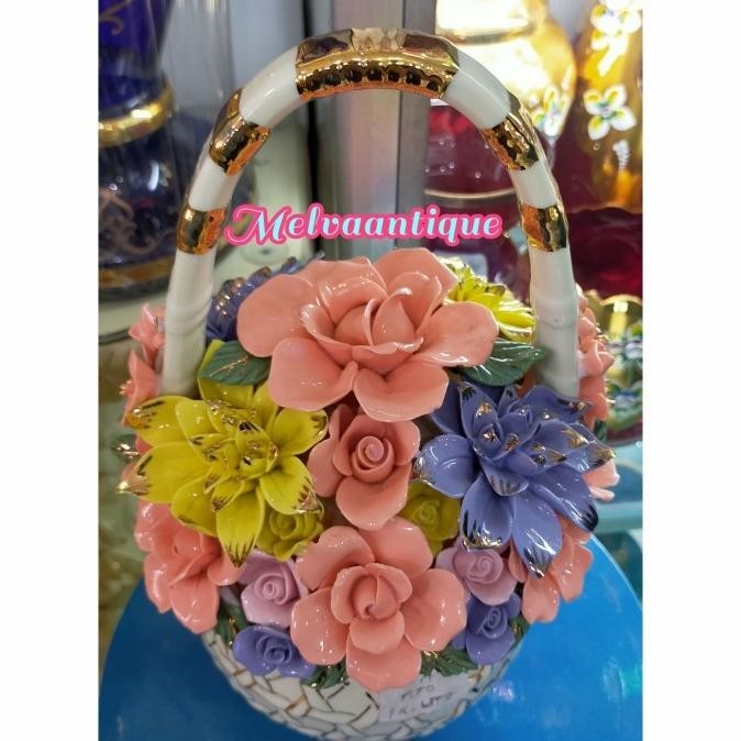 Bunga Keramik Capodimonte / Bunga Italy / Bunga Keranjang Italy Besar