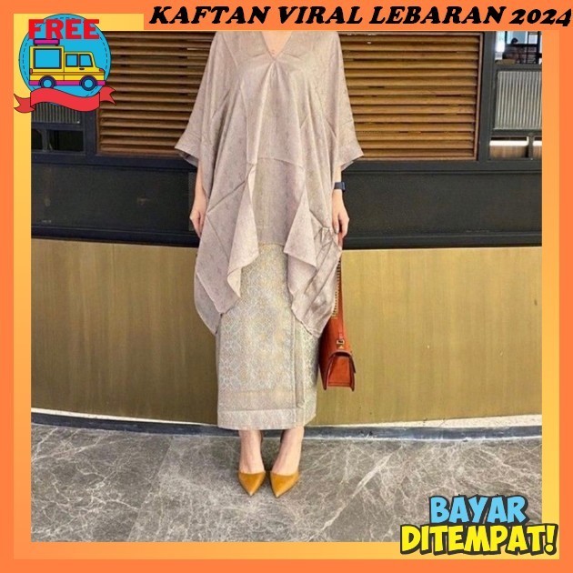 Kaftan Lebaran Mewah Premium Satin Bju Kain Pkaian Gamis Kain Kaftan Wanita Terbaru 2024 Kondangan K