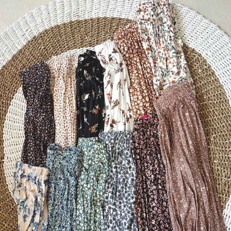 Rok Plisket Motif bunga Mayung Hayget Premium