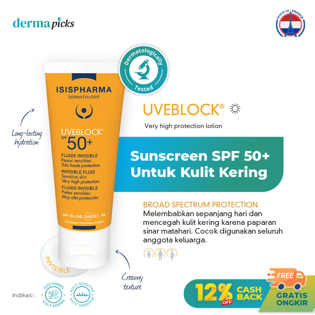 Uveblock SPF50+ Fluid Invisible - Sunscreen Kulit Kering Sensitif