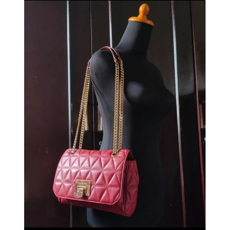 Slingbag/Tas Selempang Kulit M K Merah Maroon Preloved/second