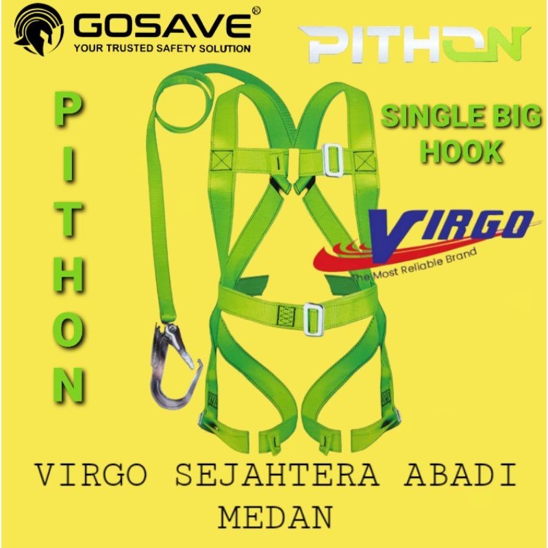 GOSAVE SAFETY FULL BODY HARNESS HARNES SINGLE BIG HOOK PITHON BERSERTIFIKAT