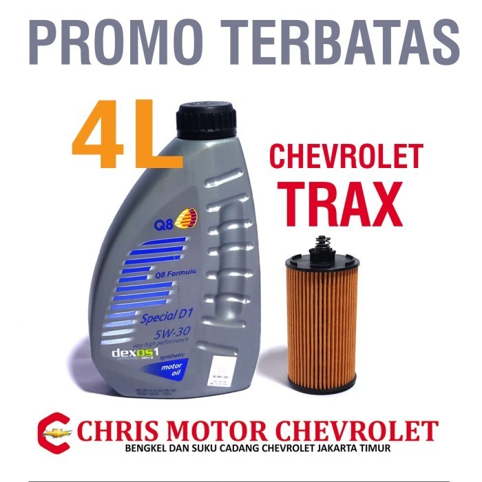PAKET GANTI OLI CHEVROLET TRAX Q8 DEXOS 1 GEN 2 FILTER OLI OEM