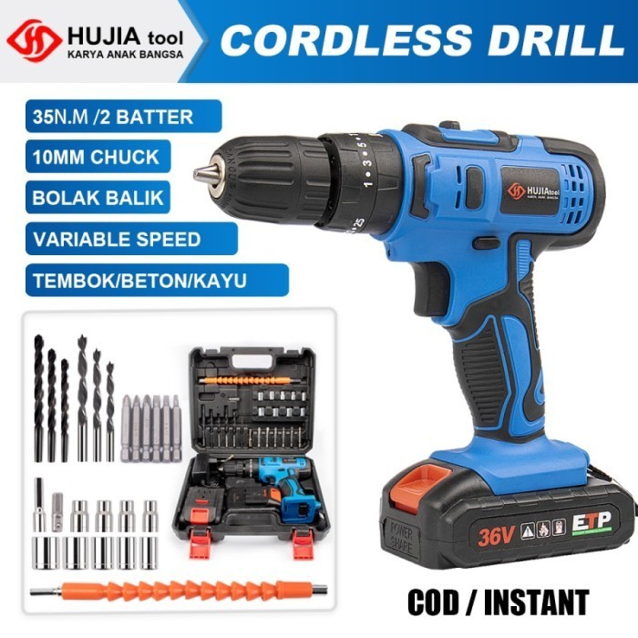 MESIN BOR BATERAI BOR LISTRIK / BOR BETON CAS 36V - HUJIA -