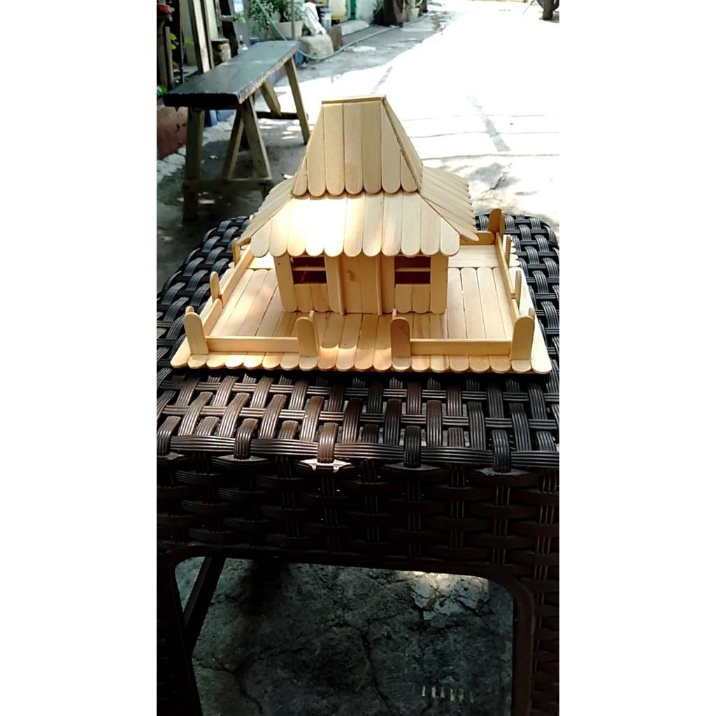 Prakarya Niatur Rumah Adat Jawa / Rumah Joglo Dari Stik Es Krim