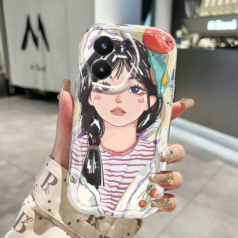 Casing Hp VIVO Y22 VIVO Y22s Case lembut Softcase sarung HP pola Korea perempuan Kesing ponsel  casi