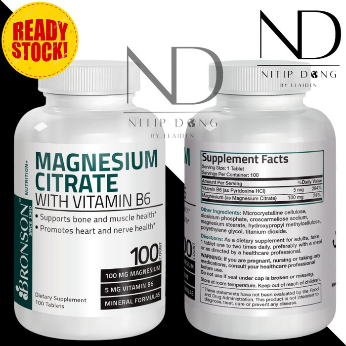 Bronson Magnesium Citrate 100Mg With Vitamin B6