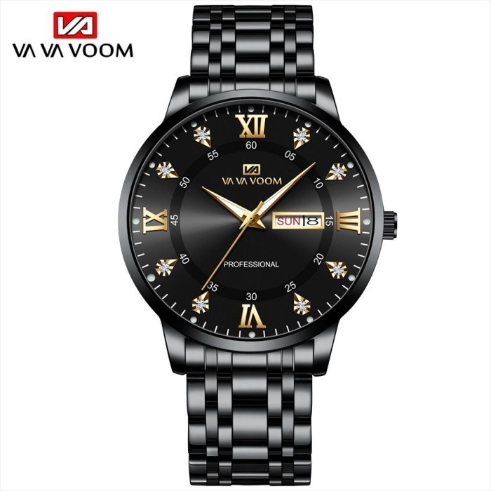 Jam Tangan Date Pria VAVAVOOM 2461 Stainless Steel Water Resist