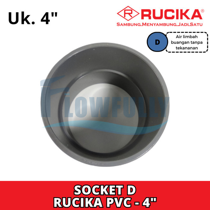 RUCIKA Socket D 4 Inch Sambungan Pipa PVC Sok D 4" Sock Lurus Polos Paralon 4 Dim JIS