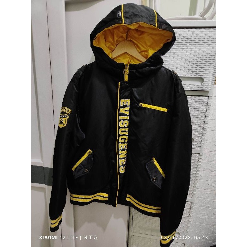 Jaket bomber varsity hoodie big logo evisu second preloved
