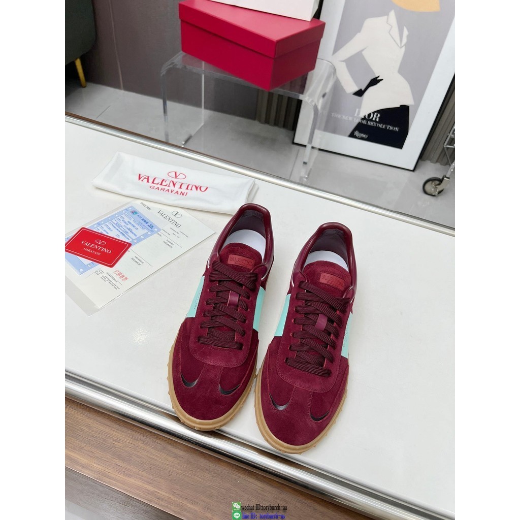 Valentino couple sneaker shoes panel laceup flat sneaker casual skateboard tennis shoes size35-46