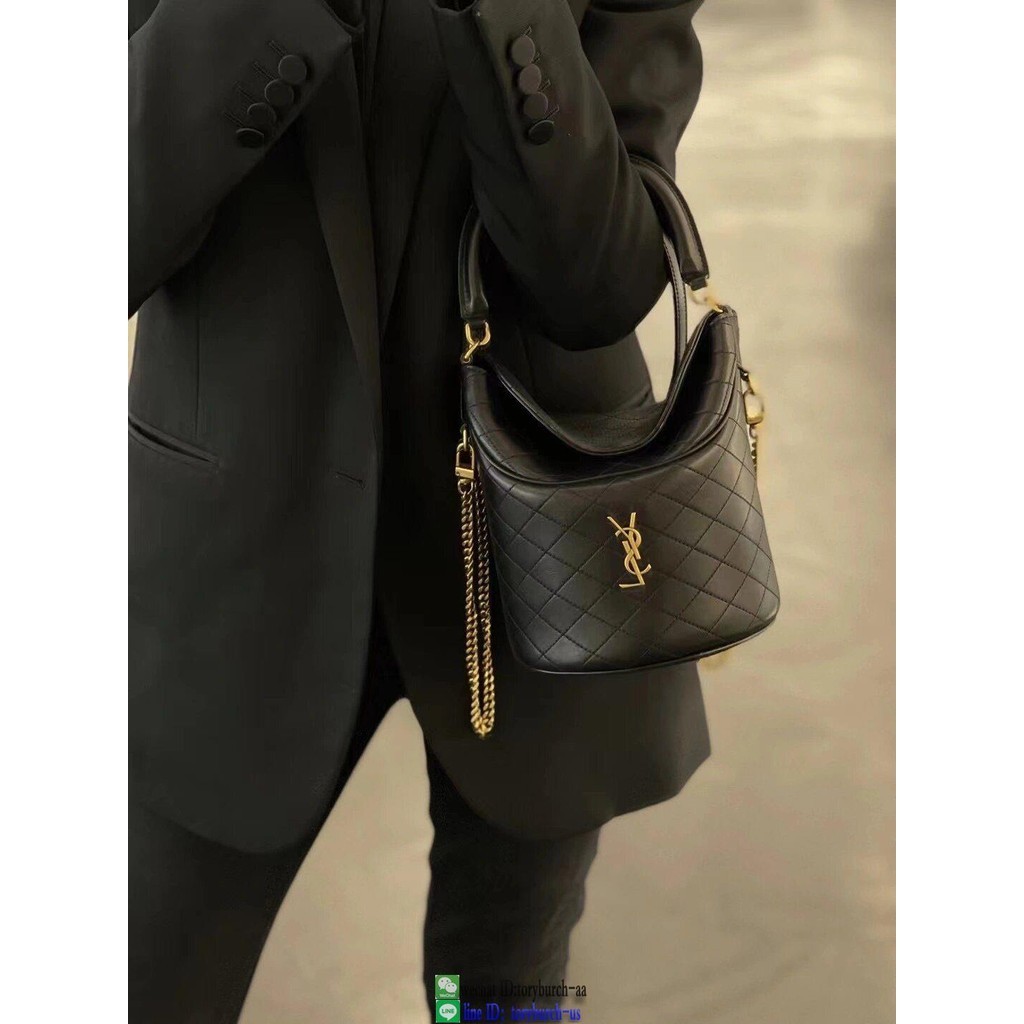 YSL gaby tiny bucket handbag sling crossbody shoulder barrel bag authentic quality