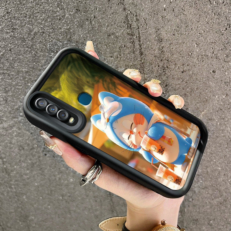 Casing Hp VIVO Y17 Y15 Y12 Y12i Y3 Y3s 2020 Case HP Doraemon pola desain baru Casing lensa kamera So