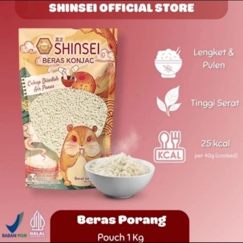 

Beras Porang Shinsei 1 kg / Shinsei Beras Porang Putih Wangi Pulen / Beras Shinsei / Beras Wangi Pulen / Beras