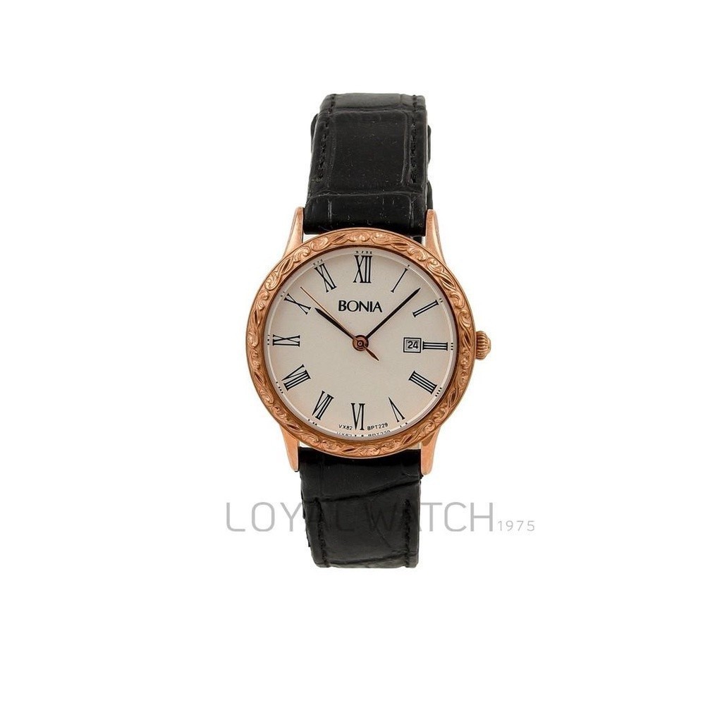 Jam Tangan Bonia Wanita BPT229-2511L RoseGold Hitam Original Garansi Resmi