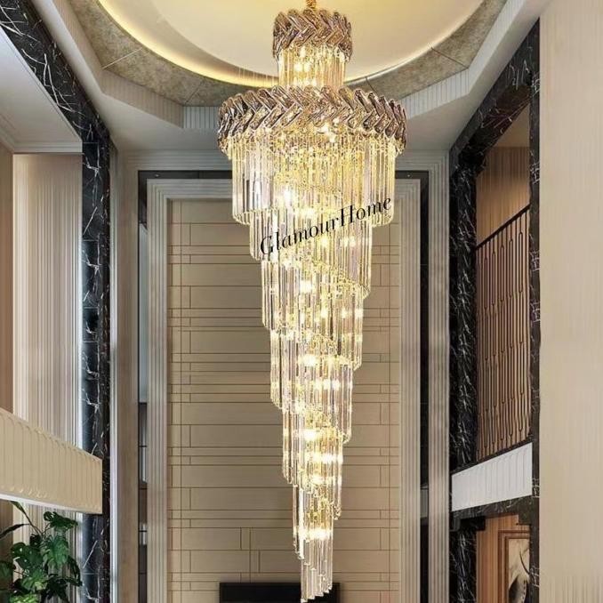 Lampu Gantung Kristal Panjang Modern / Lampu Gantung Kristal Void Botanimiska