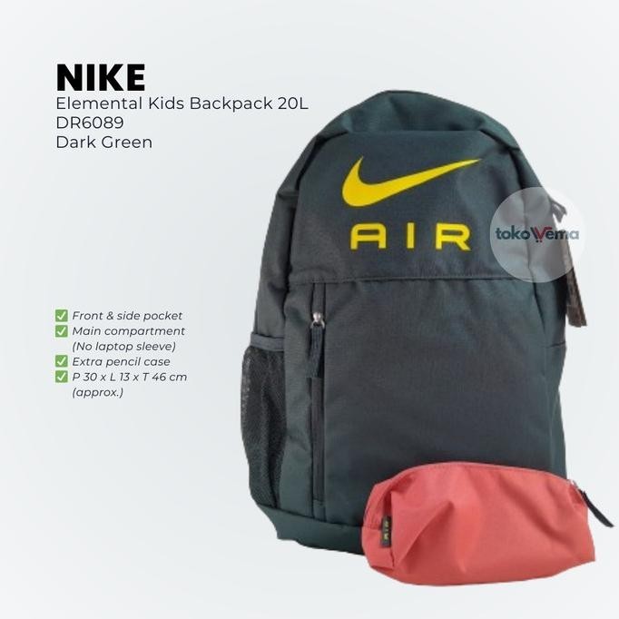 TAS RANSEL ANAK NIKE ORIGINAL ELEMENTAL KIDS BP 20L DR6089 (GREEN) BETAANGEL11