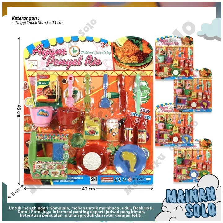 Mainan Food Set + Gerobak Makanan Ayam Penyet Rio / Bakso Monas - 14338