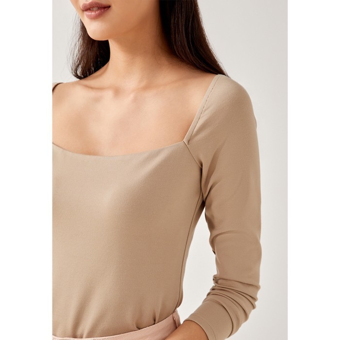 Xari Jersey Square Neck Top - Nude