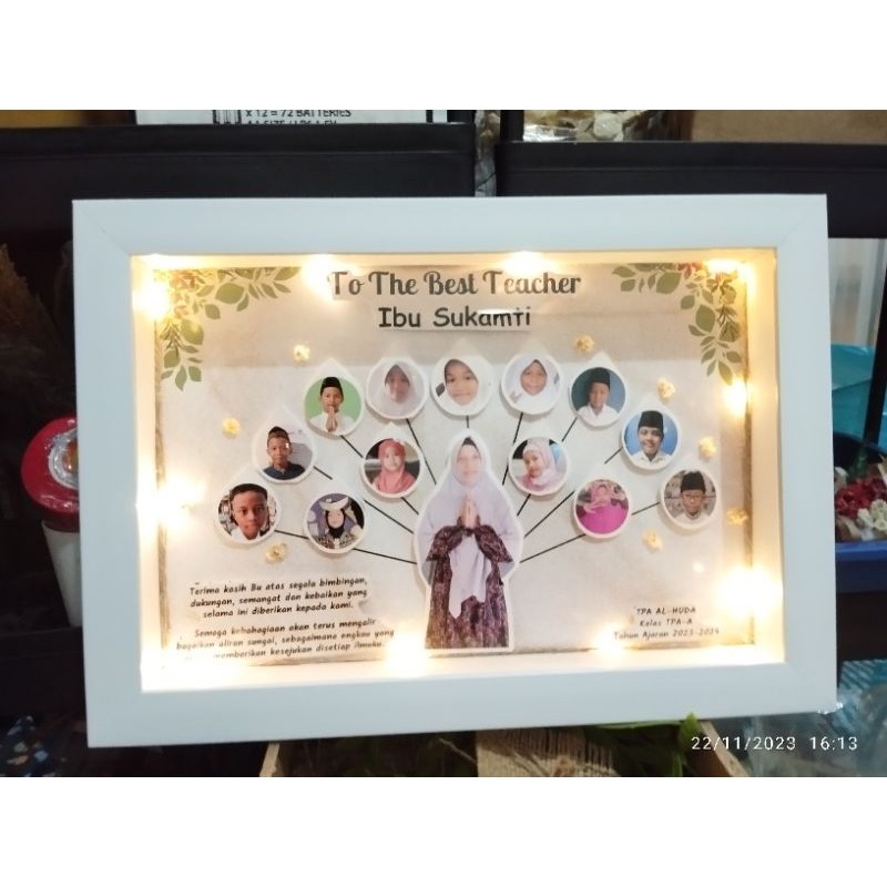 SEHARI JADI Kado Hari Guru/Kado Dosen/Perpisahan/Gift Teachers Day/Frame Flower Edelweis/Bingkai 3D 