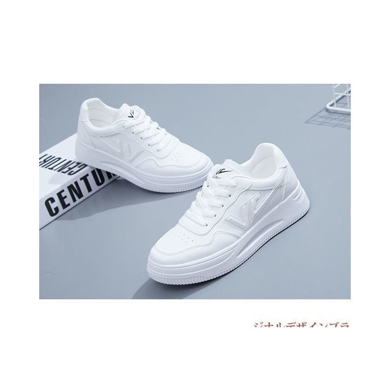 Sepatu Kets Jaring Bersirkulasi, Sepatu Sneakers Ringan Sol Tebal Putih Super Lembut Kasual untuk Wa