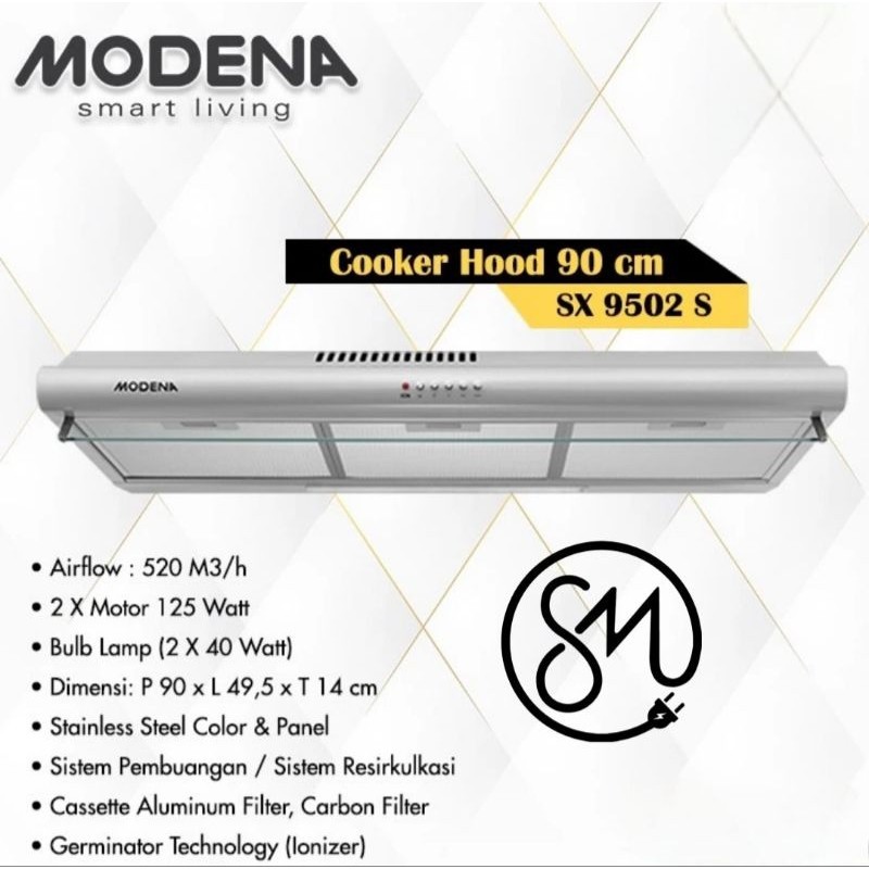 Cooker Hood Modena SX-9502 S Fresco Tudung asap SX9502S 90 cm stainles