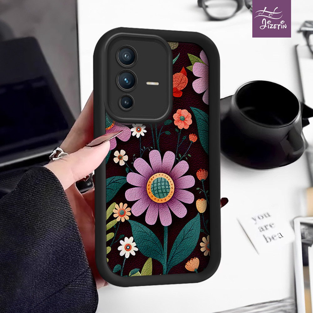 Bunga matahari casing hp bentuk aneh untuk ph vivo v29,v27e,v27 pro,v27,v25e,v25,v23,v15,s12,z5i,s1,