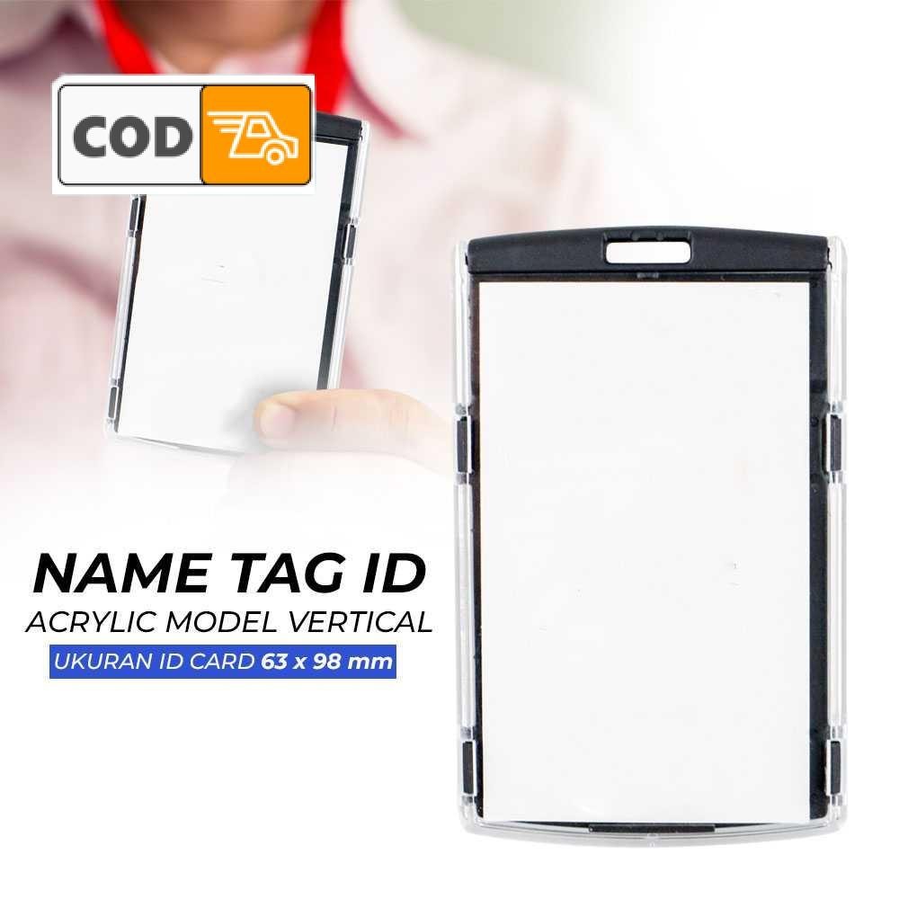 

Name Tag ID Akrilik Gantungan Kunci Kartu dengan Tali Lanyard bahan Acrylic Model Vertical