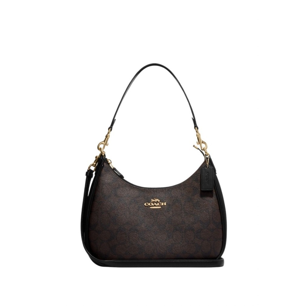 COACH Teri Hobo In Signature Canvas Brown Black