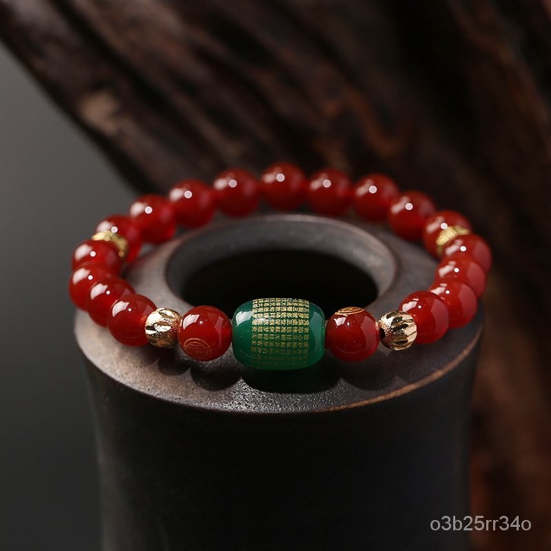 Gelang Batu Akik Merah Zodiak dengan Gelang Batu Akik Hijau Perhiasan Pria dan Wanita Pabrik Grosir