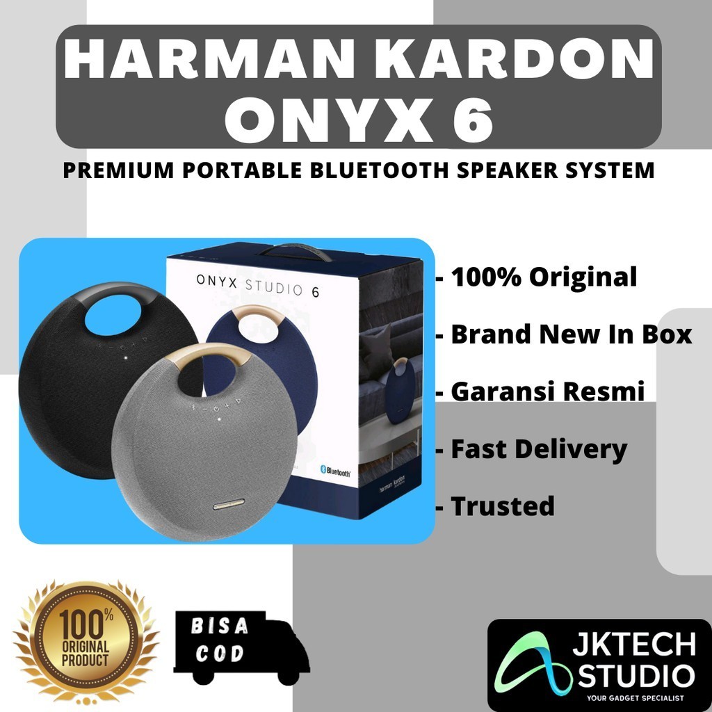PROMO  Harman Kardon Onyx Studio 6 Black Blue Gray Bluetooth Speaker Portable