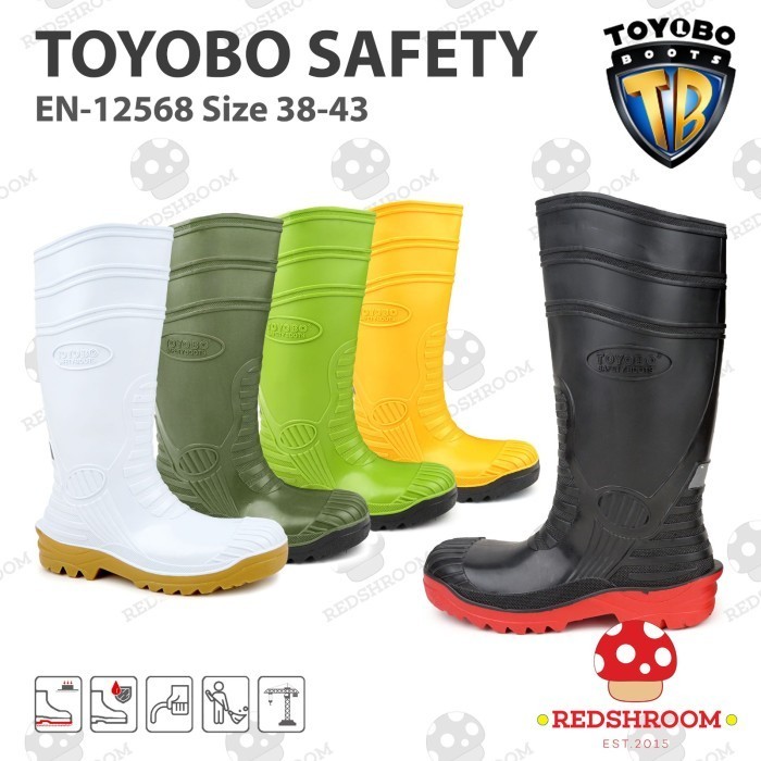 Toyobo Safety EN - 12568 - Sepatu Boots Safety Tinggi Putih Toe Cap