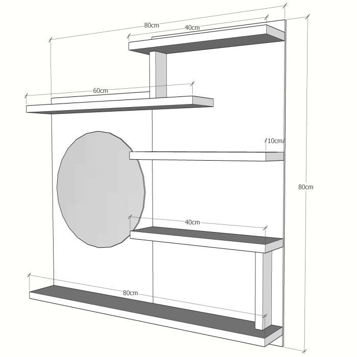 Meja Rias Gantung Rak Make Up Kosmetik Cermin Rak Dinding