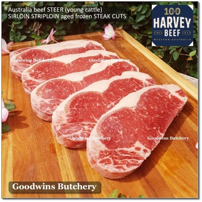 

Ayala - 600G 4Pcs Australia Harvey Beef Steer Young Cattle Sirloin Steak 3/8