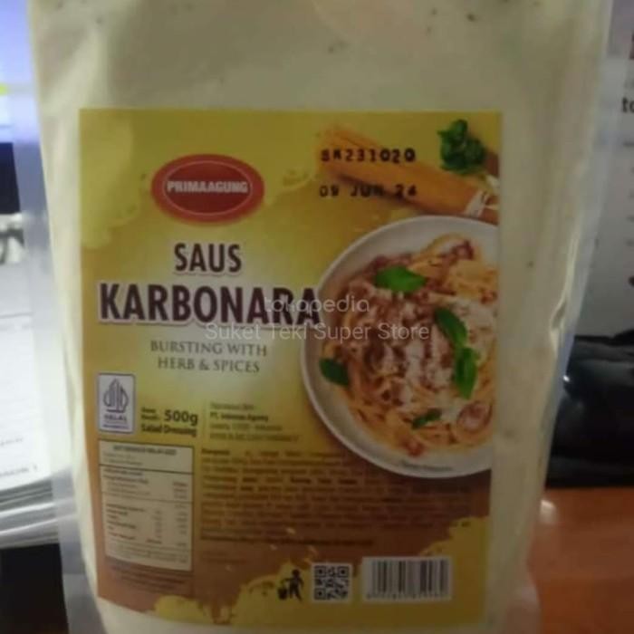 

Prima Agung Karbonara Saus Carbonara Spaghetti Sauce 500Gr Pouch 021