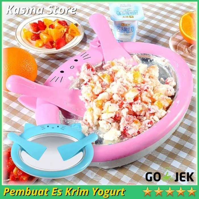 Pembuat Ice Cream Roll Maker Yogurt Piring Cetakan Es Krim Anak Rumah
