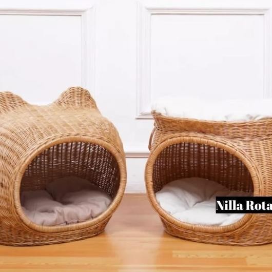 Rumah Kucing / Kandang Tempat Tidur Kucing Tingkat Rotan