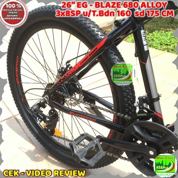 Sepeda Gunung Dewasa Mtb 26 Evergreen Blaze680 24Sp Alloy Gratis Ongkir Jabodetabek