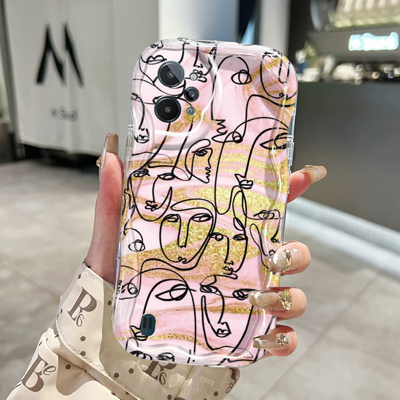 Casing Hp Realme C31 Case Kesing pelindung silikon Softcase lembut baru HP ponsel pola wajah abstrak