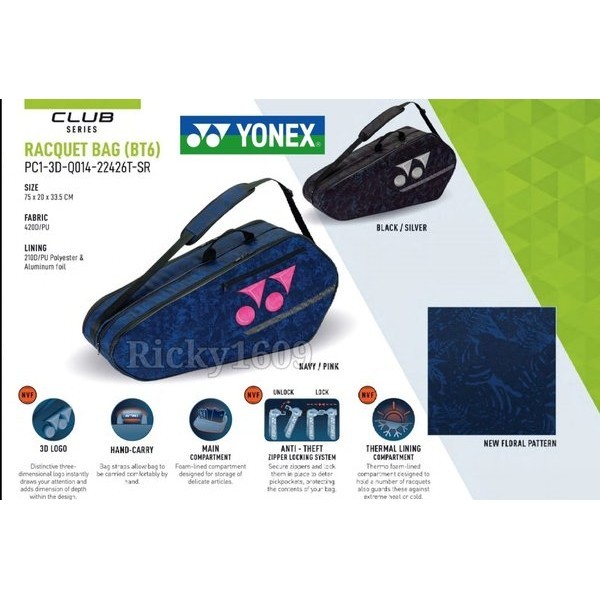 TAS BADMINTON YONEX 3D PC1-3D-Q014-22426T-SR BT-6 - TAS YONEX 3D 22426T - ORIGINAL YONEX