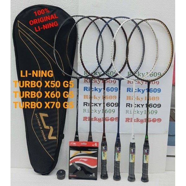 RAKET BADMINTON LINING TURBO X50 G4 - TURBO X60 G4 - TURBO X70 G4 - PAKET LENGKAP TAS-SENAR-GRIP -