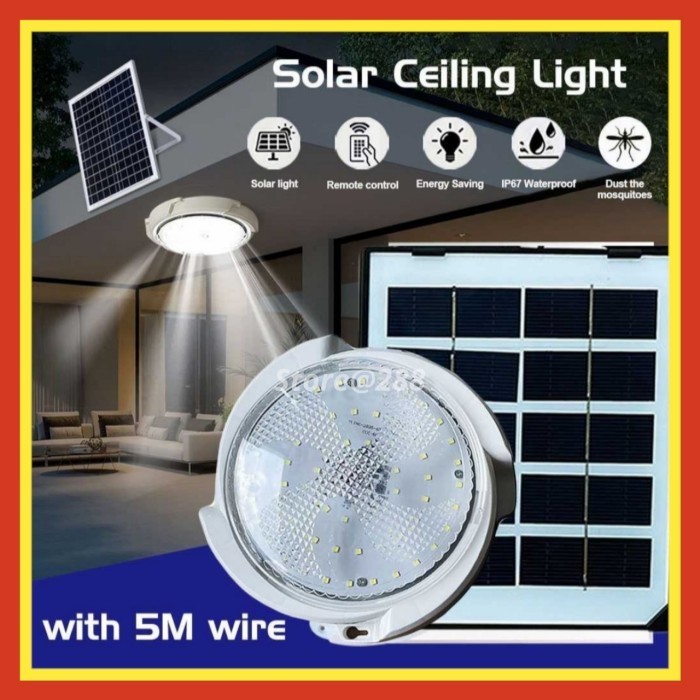 Lampu Plafon Tenaga Solar Cell Panel Led Ceiling Gantung Bohlam
